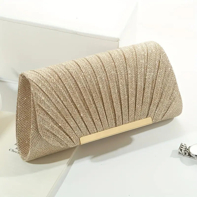 Pleat Front Evening Bag (Black or Gold)