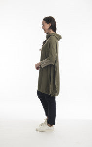 Orientique Cotton Poncho Style Top (Navy or Olive)
