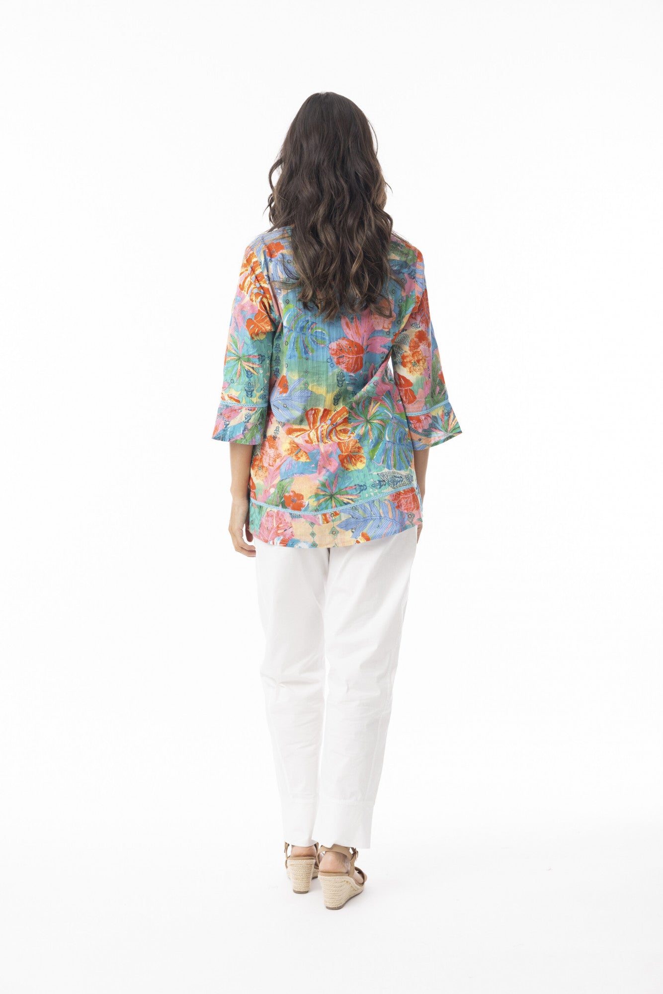Orientique pleat front organic cotton top