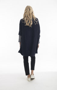 Orientique Cotton Poncho Style Top (Navy or Olive)