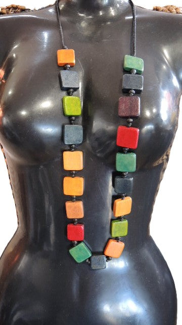 Wooden Squares Necklace