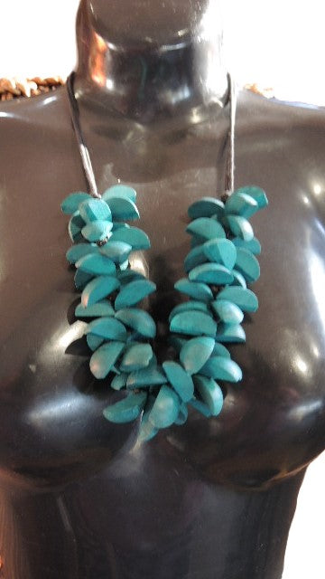 Teal Wooden Necklace