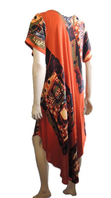 Crinkle Rayon Peaked Hem Dress