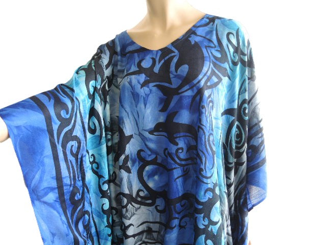 Plusss Blue Rayon Kaftan Top