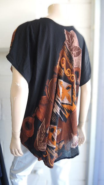 Printed Crinkle Rayon Top (Fits up to size 18)