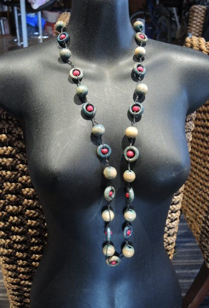 Long Wooden Bead Necklace
