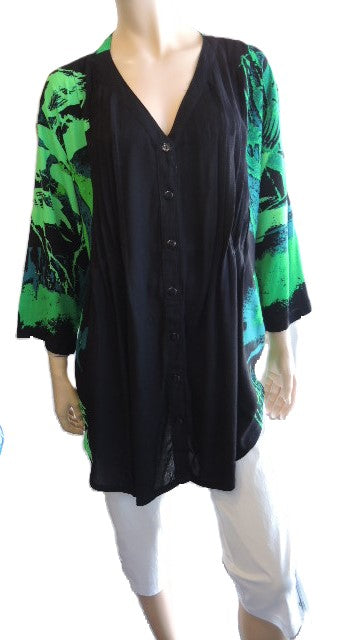 Plusss Crinkle Rayon Pintuck Top (Sizes 14-36)