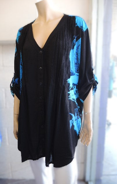 Plusss Crinkle Rayon Pleat Front Top (Size 14-36)