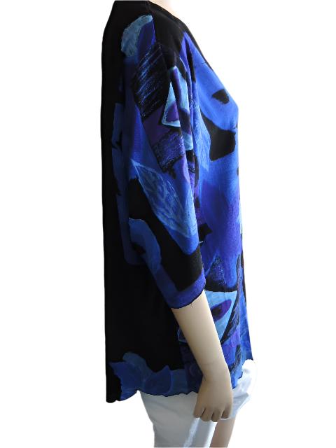 Plusss Crinkle Tassel Top Black and Purple (up to Size 36)