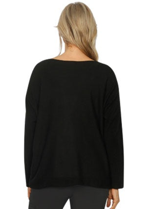 E'Talia Oversized Knit Top (Black and Caramel)
