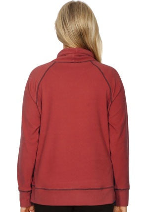 Emily Adams Cosy Contrast Stitch Top (Brick or Denim)