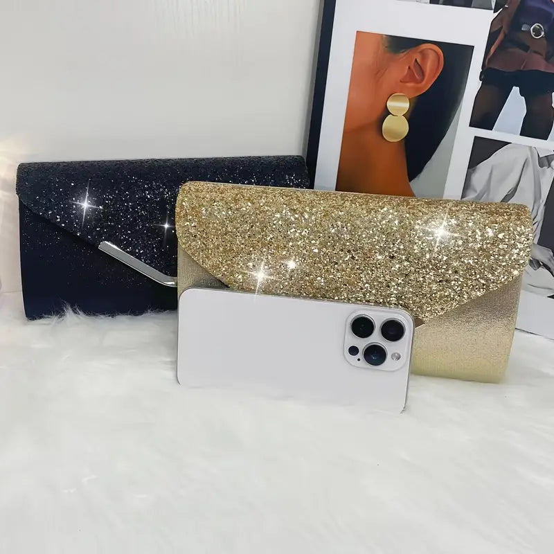 Sparkly Evening Bag (Black, Gold or Silver)