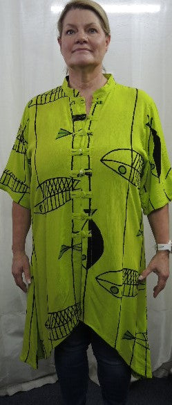 Plusss Crinkle Rayon Hilo Top (Turquoise or Lime)