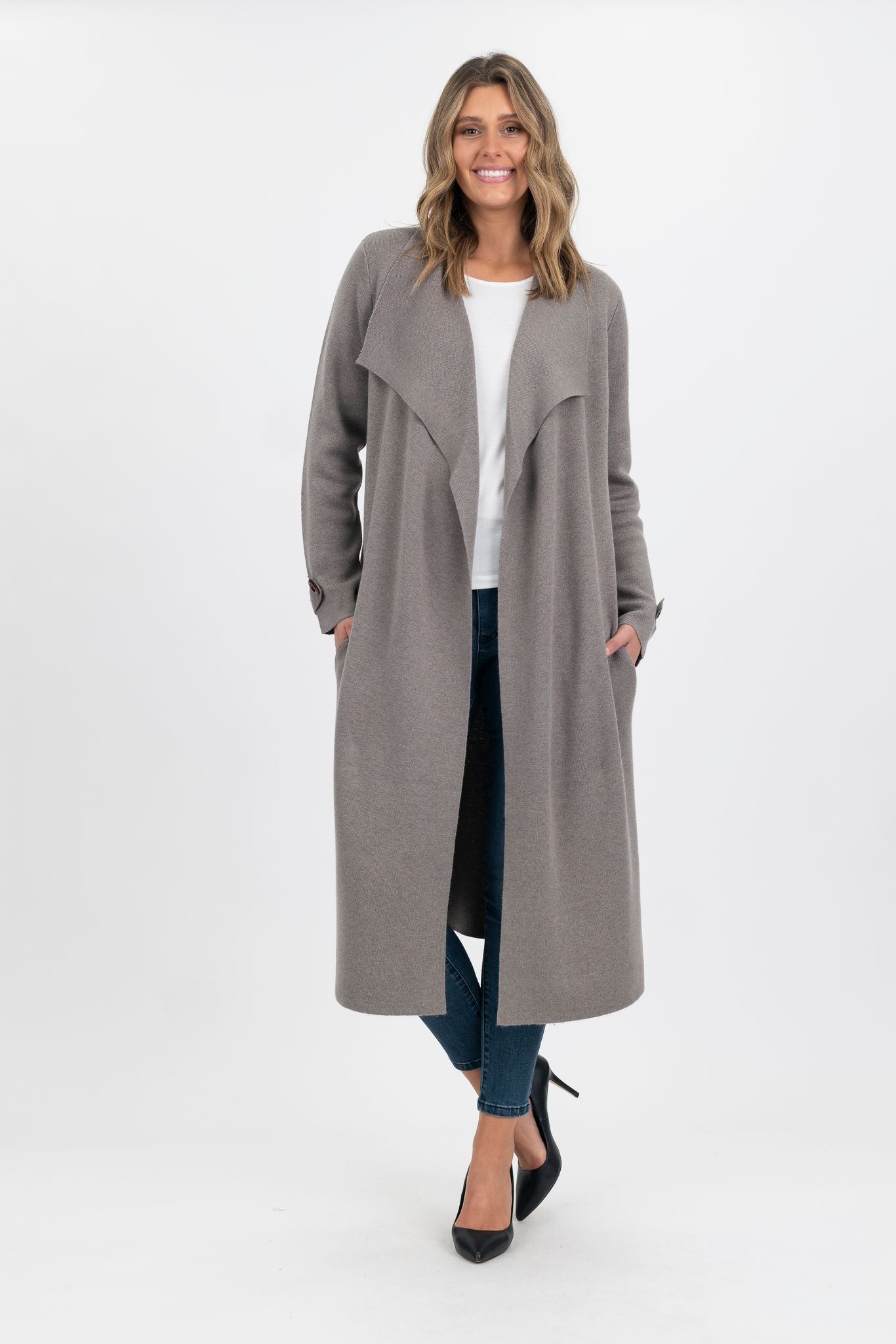 Gray on sale waterfall coat