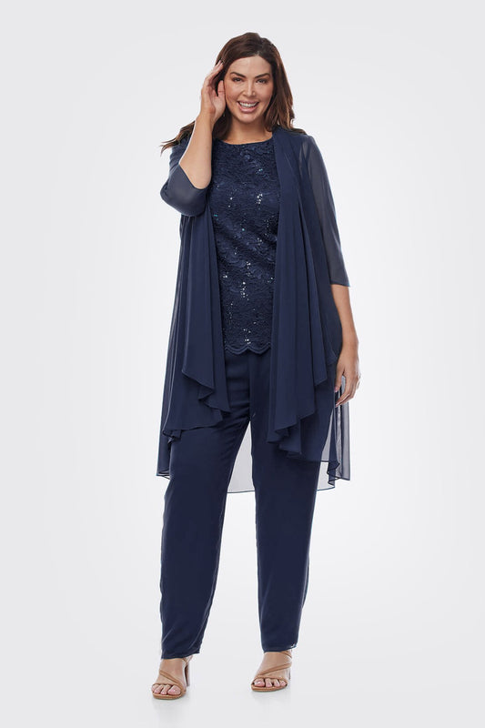 Layla Jones Pant Suit (Navy, Sapphire (teal) or Mulberry)
