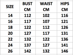 ROOM TO MOVE SIZE CHART