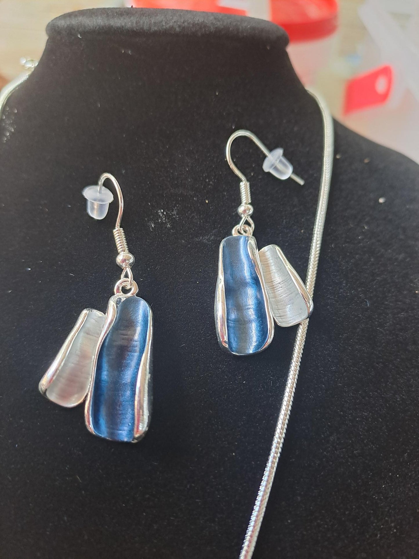 Lovely Enameled Pendant and Earring Set