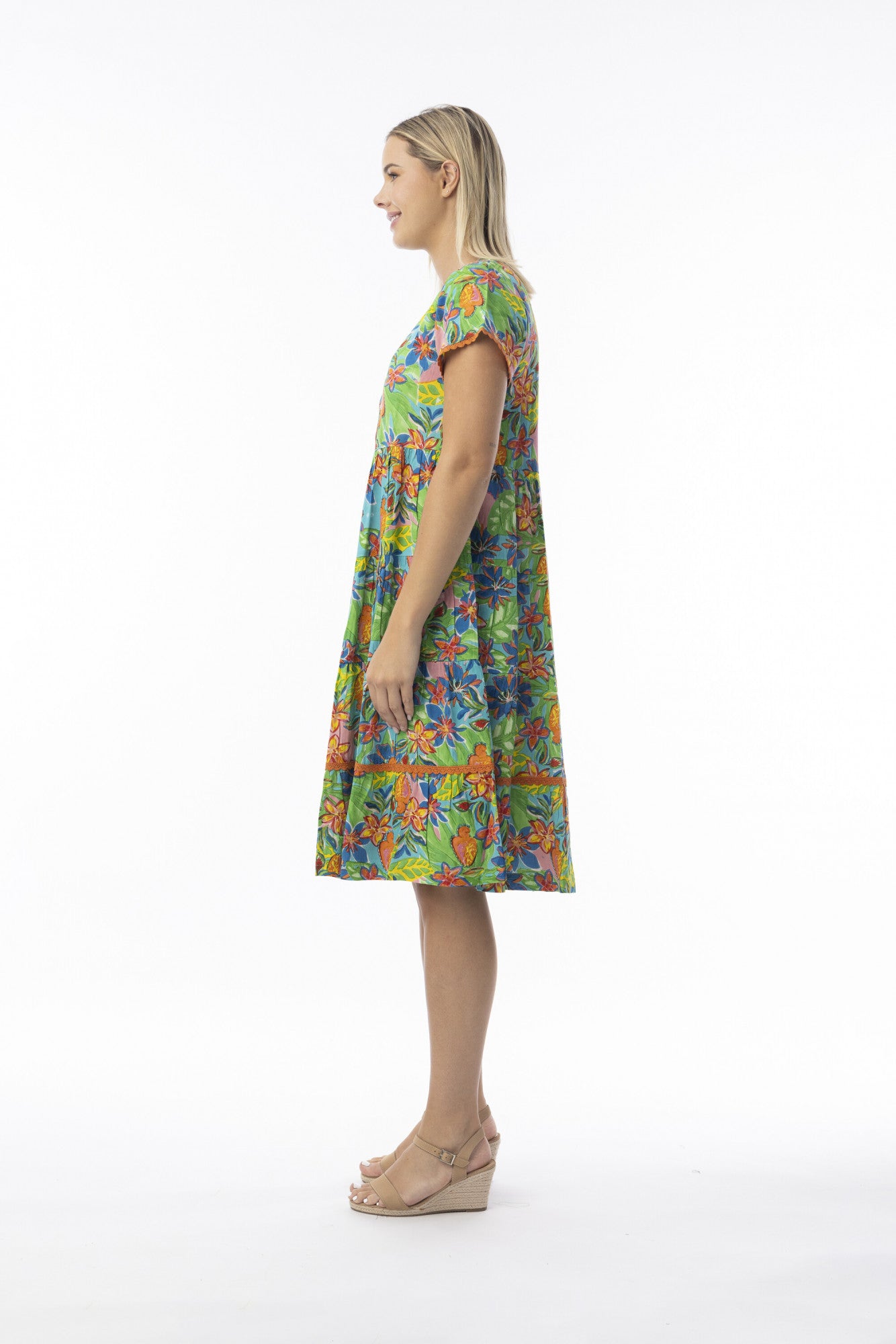 Orientique Button Through Rayon Dress