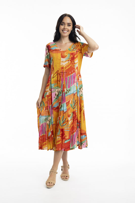 Orientique Flattering Godet Dress.