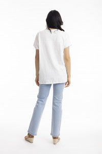 Orientique White Embellished T Shirt