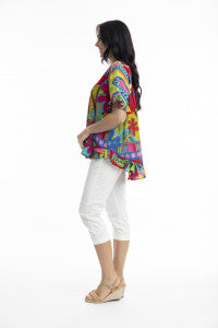 Orientique Organic Cotton Frilled Hem Top