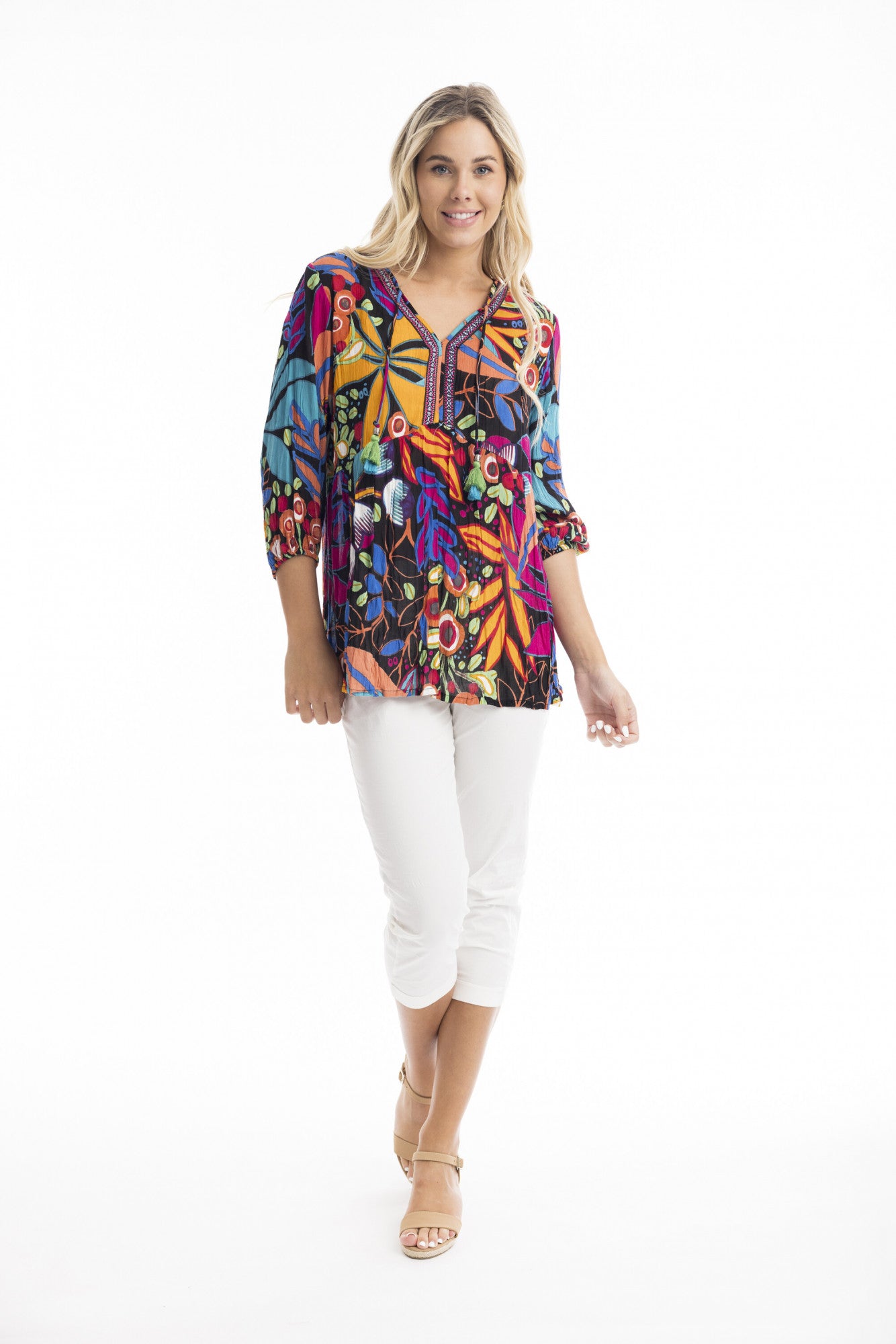 Orientique Crinkle Rayon Top