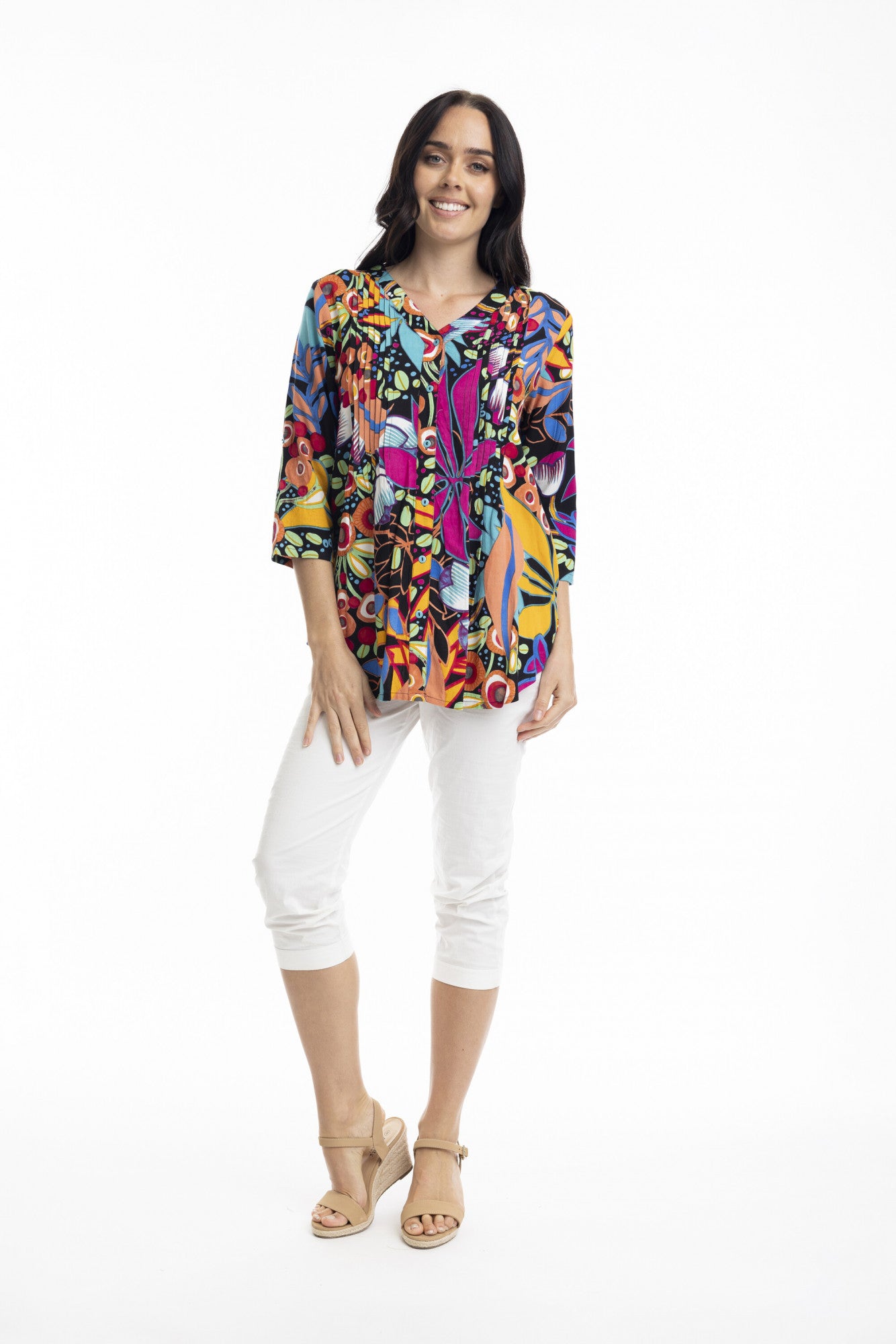 Orientique Pleat front Rayon Top