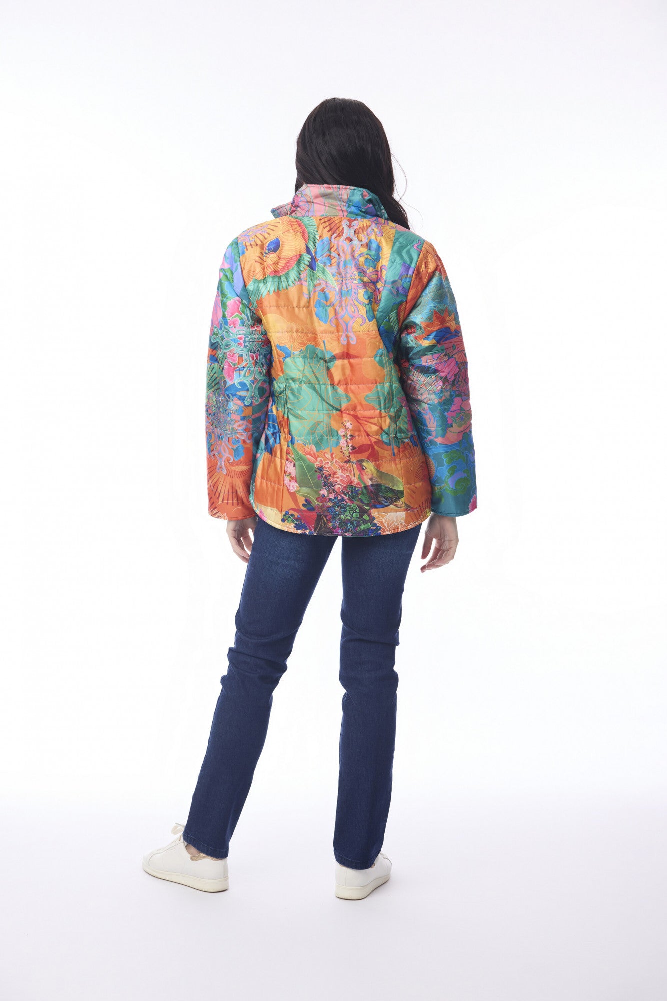Orientique Oriental Bird Reversible Puffer Jacket