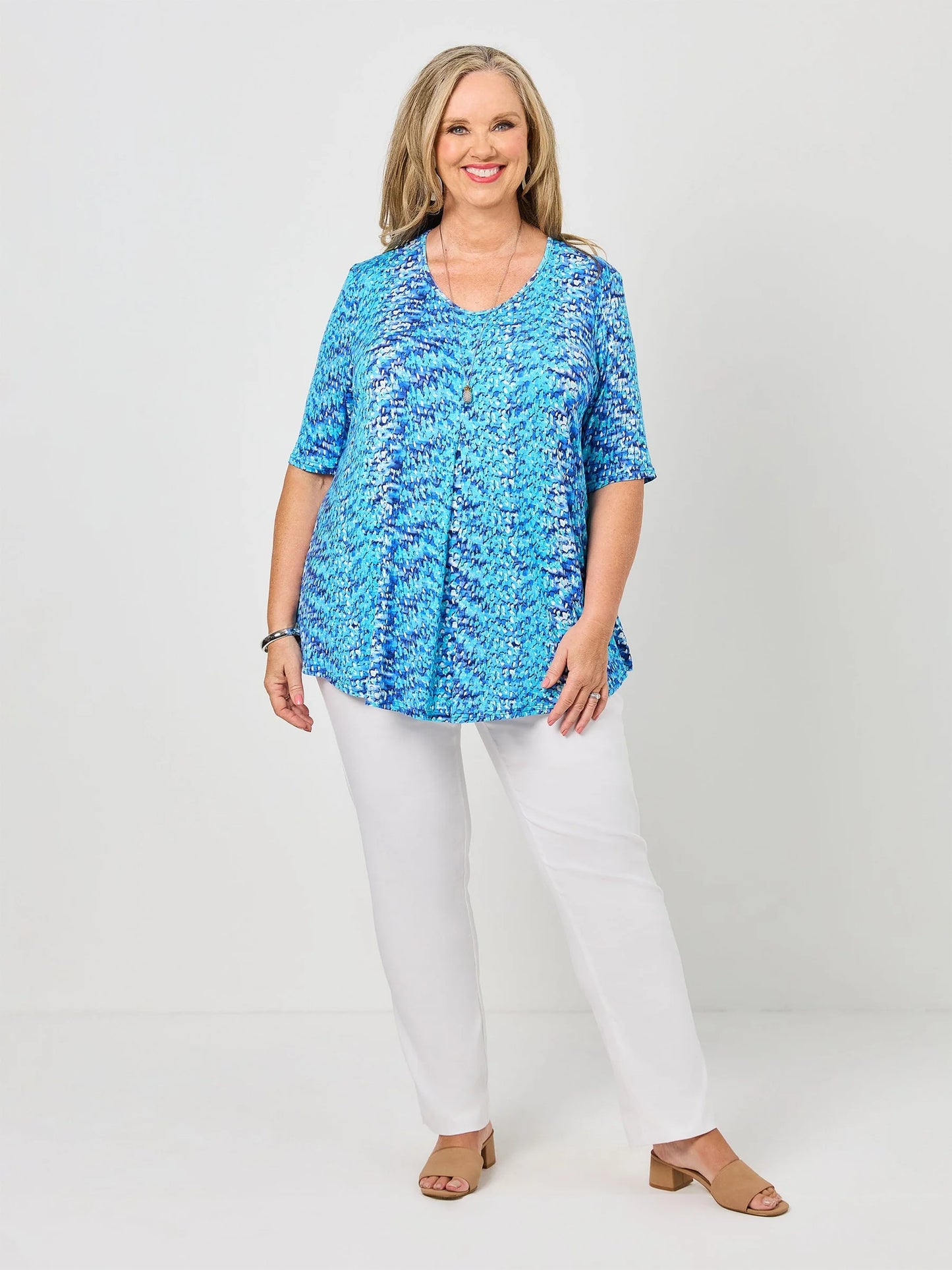 Swish Blue Lagoon Inverted Pleat Top
