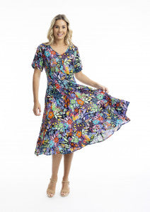 Flattering Orientique Grenada Godet Dress