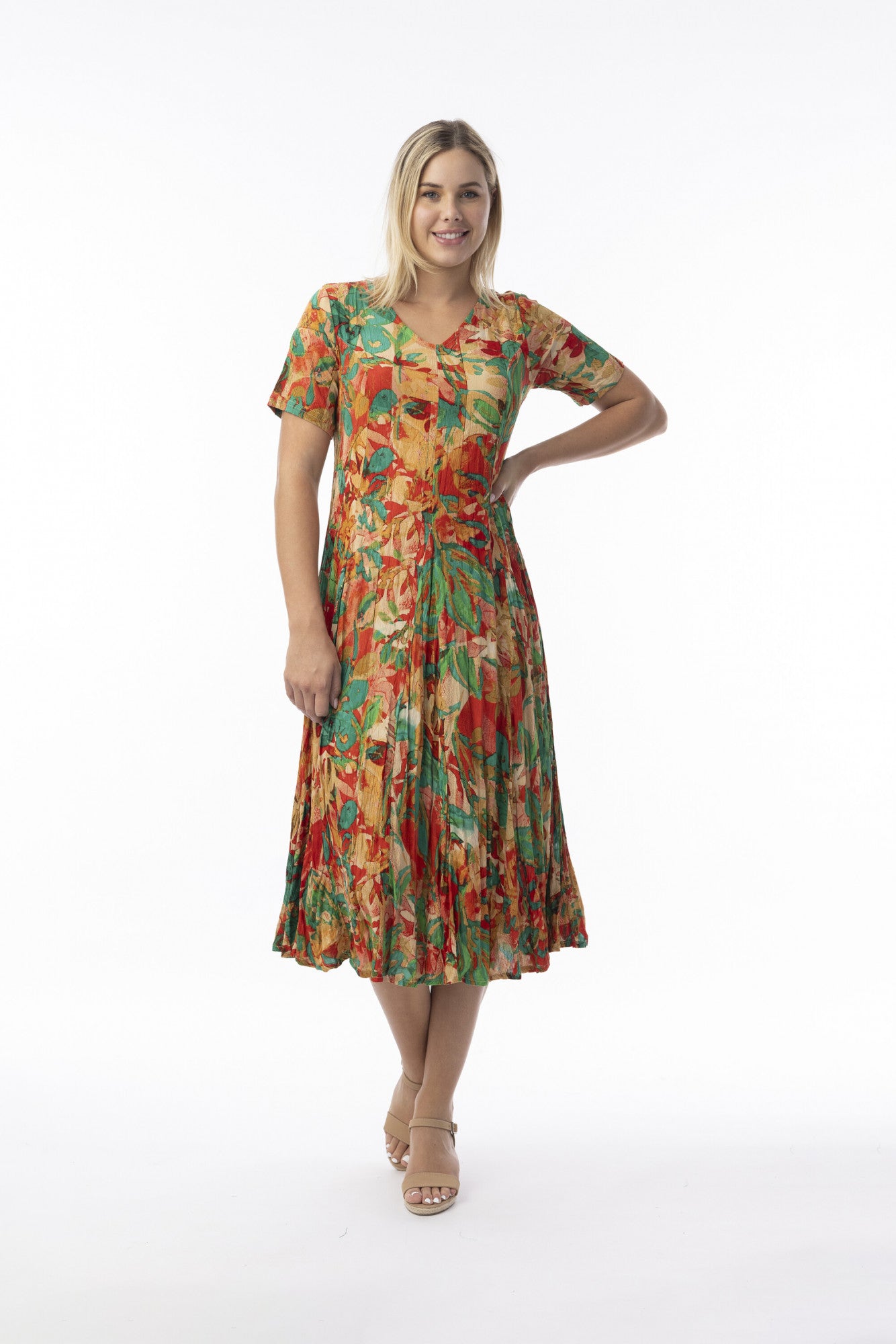 Orientique Flattering Godet Style Dress