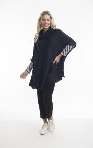 Orientique Cotton Poncho Style Top (Navy or Olive)