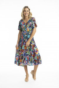 Flattering Orientique Grenada Godet Dress