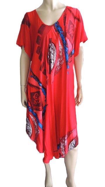 Red Crinkle Rayon Dress