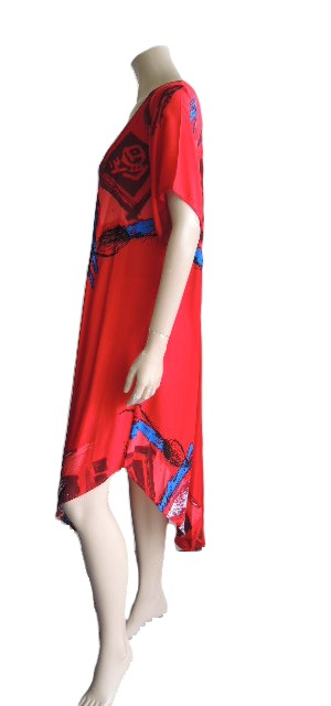 Red Crinkle Rayon Dress