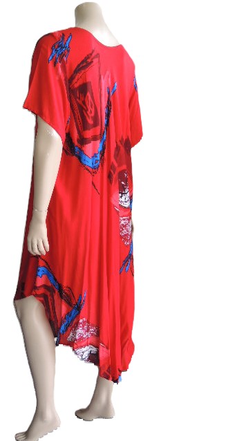 Red Crinkle Rayon Dress