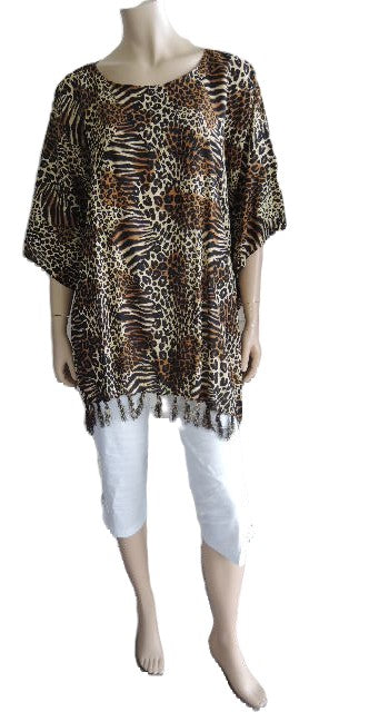 Leopard Print Kaftan Top