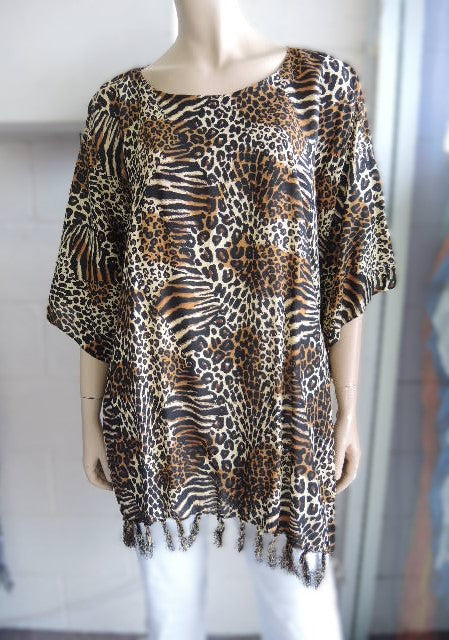 Leopard Print Kaftan Top