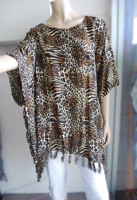 Leopard Print Kaftan Top