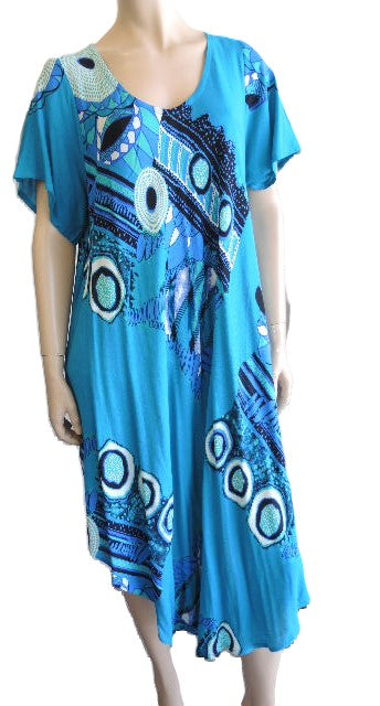 Aqua Crinkle Rayon Dress