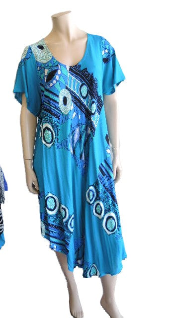 Aqua Crinkle Rayon Dress