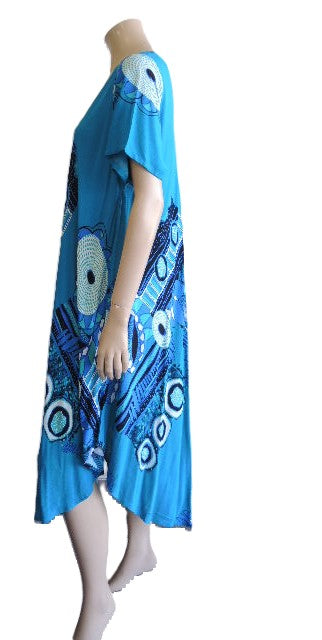 Aqua Crinkle Rayon Dress