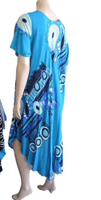 Aqua Crinkle Rayon Dress