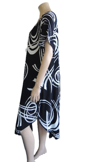 Black & White Crinkle Rayon Dress