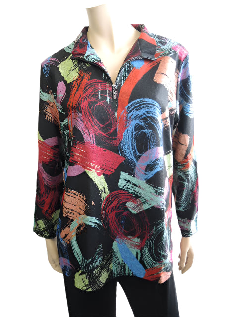 LS Collection Warmer Feel Zip Neck Top