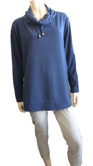 Party Girl Navy Cowl Neck Top