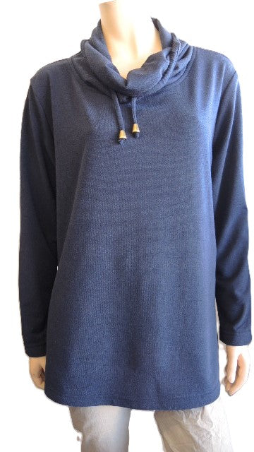 Party Girl Navy Cowl Neck Top