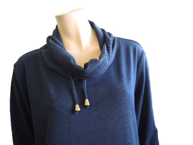 Party Girl Navy Cowl Neck Top
