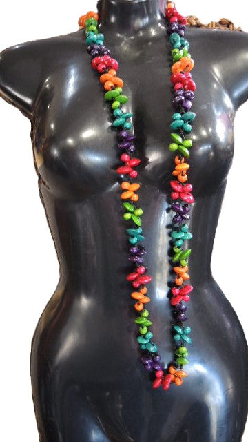 Long Multicoloured Wooden Necklace