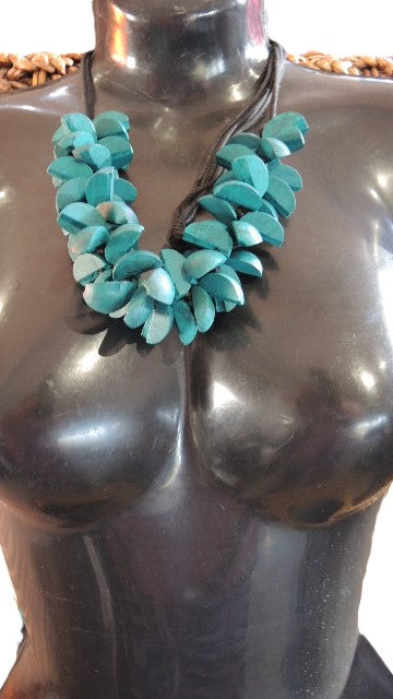 Teal Wooden Necklace
